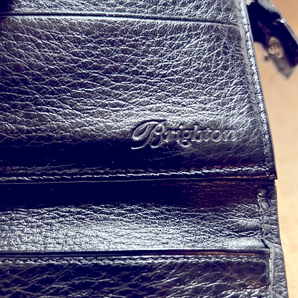 Brighton Black Croc and Pebbled Leather Crossbody Organizer Shoulder Handbag - Picture 10 of 16